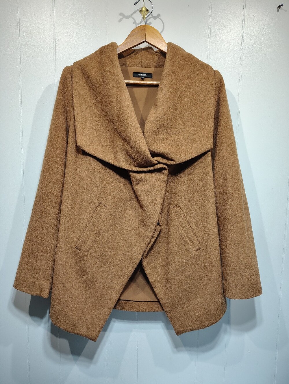 Funktional Wrap Jacket Wool Blend In Camel Size Medium